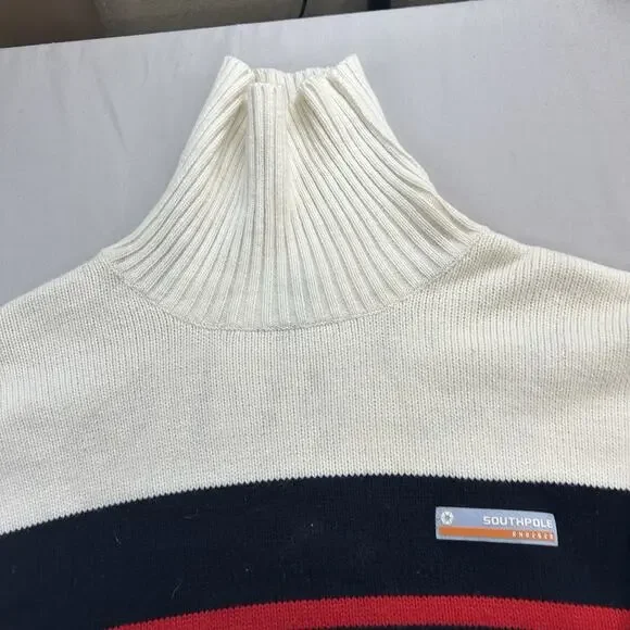 Vtg Southpole Sweater Mens XL Mock Turtleneck Striped Multicolor 90s Y2k Hip Hop - Picture 6 of 11